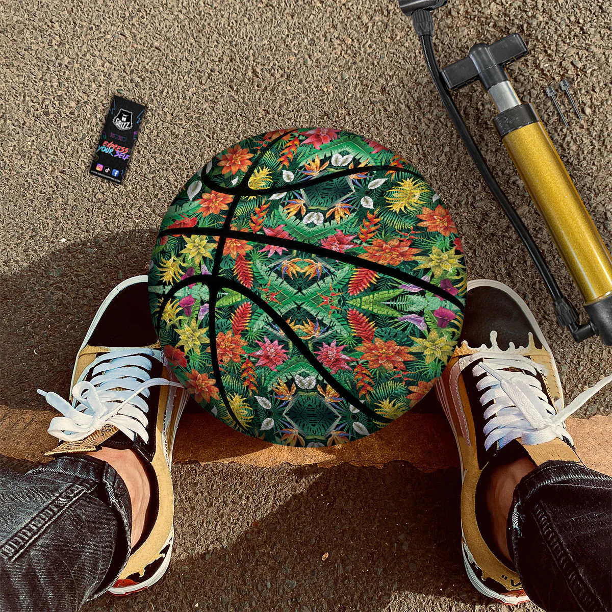 Flowers Hawaiian Floral Print Pattern Basketball - Image 2