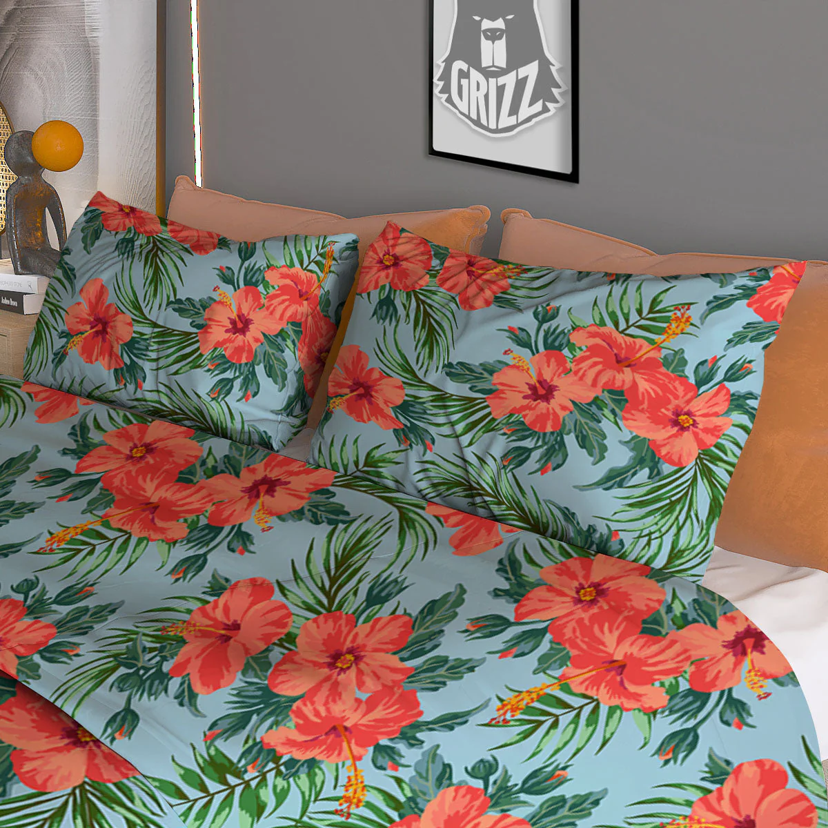 Flowers Hawaiian Hibiscus Print Pattern Duvet Cover Bedding Set - Image 3