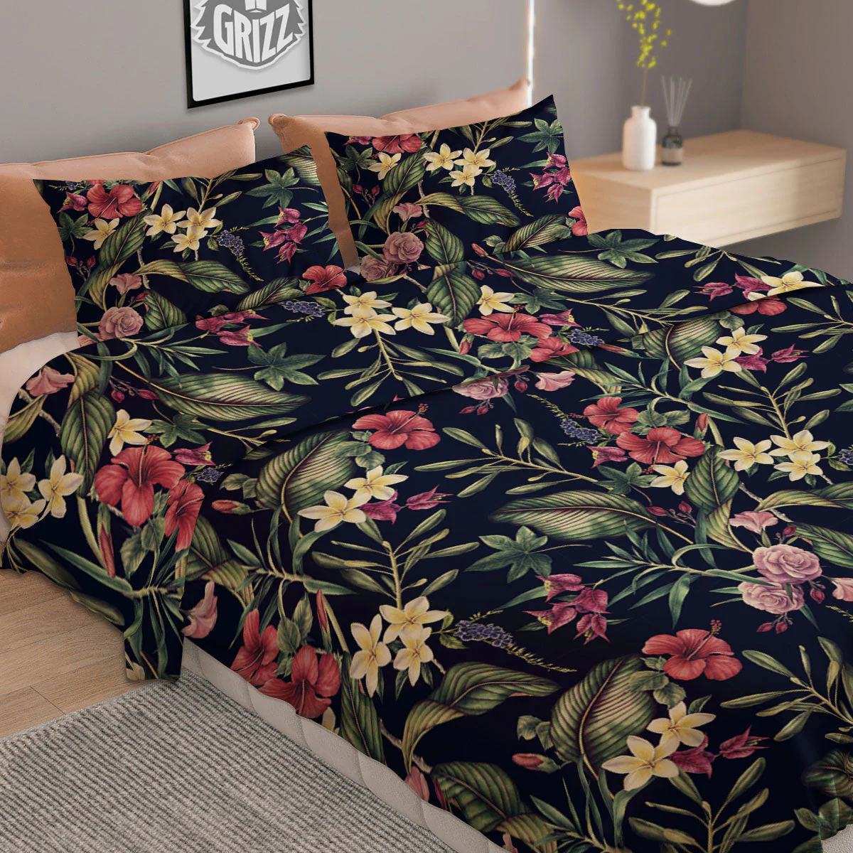 Flowers Hawaiian Tropical Print Pattern Duvet Cover Bedding Set - Image 2
