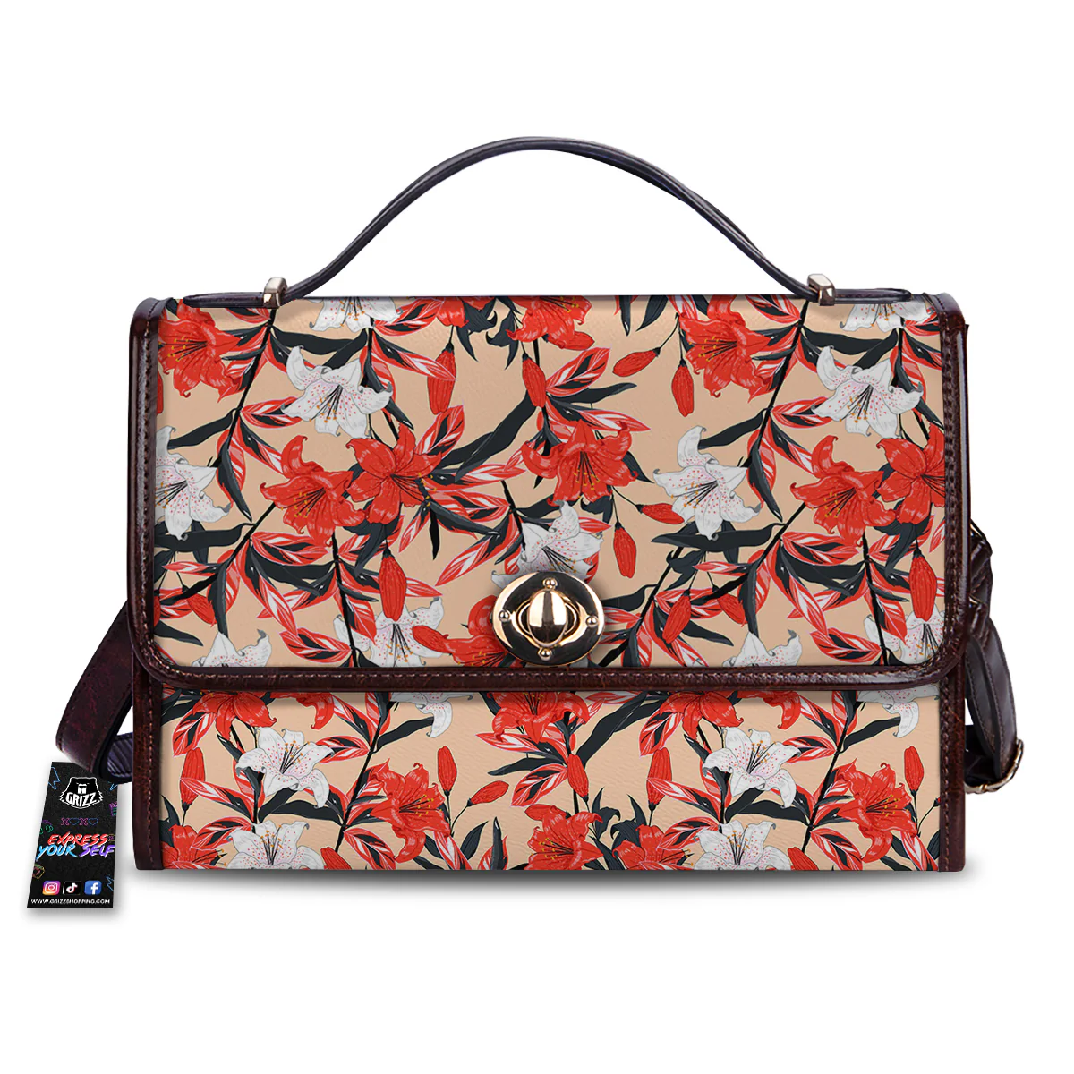 Flowers Lily Watercolor Print Pattern Women's Satchel Bag