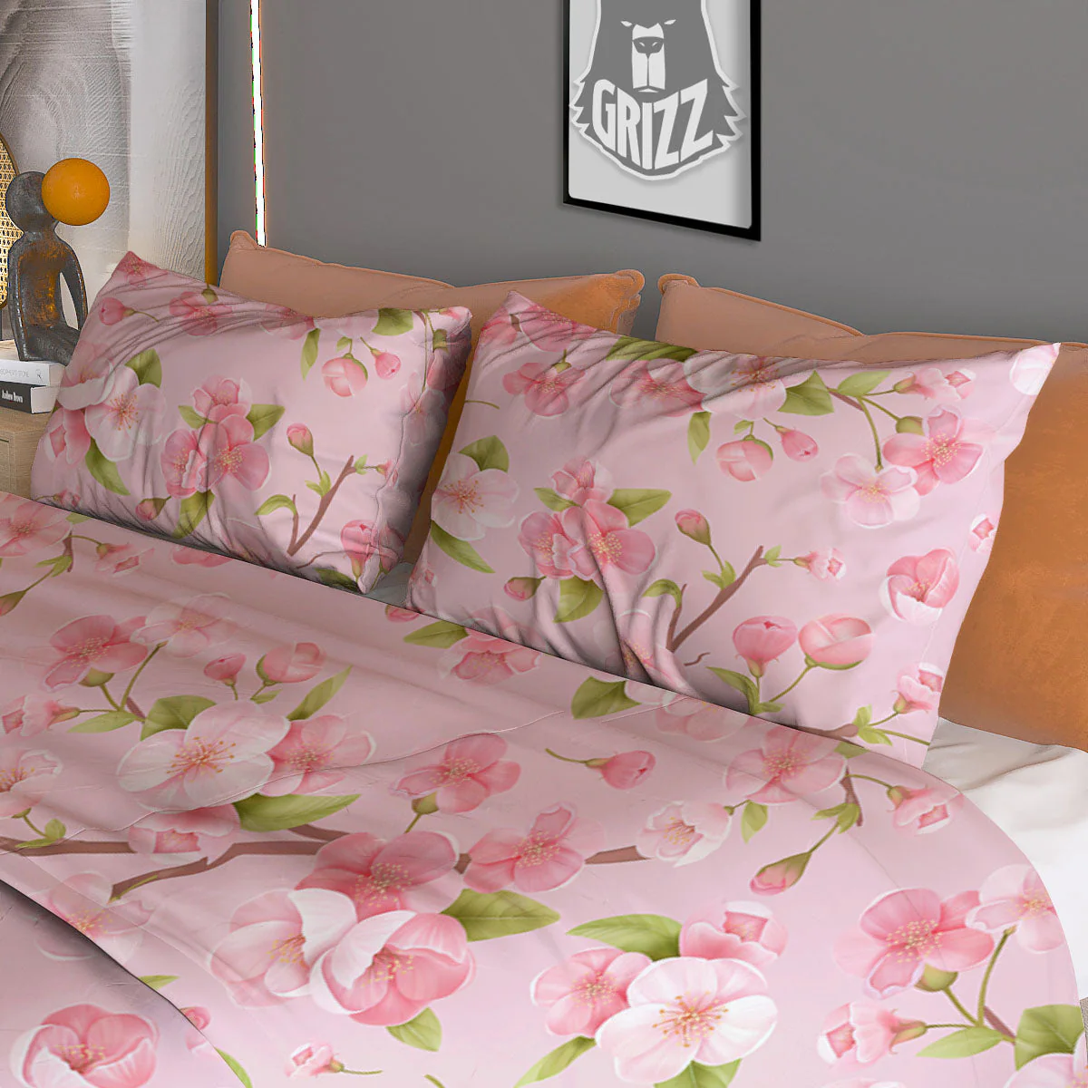 Flowers Pink Print Pattern Duvet Cover Bedding Set - Image 3