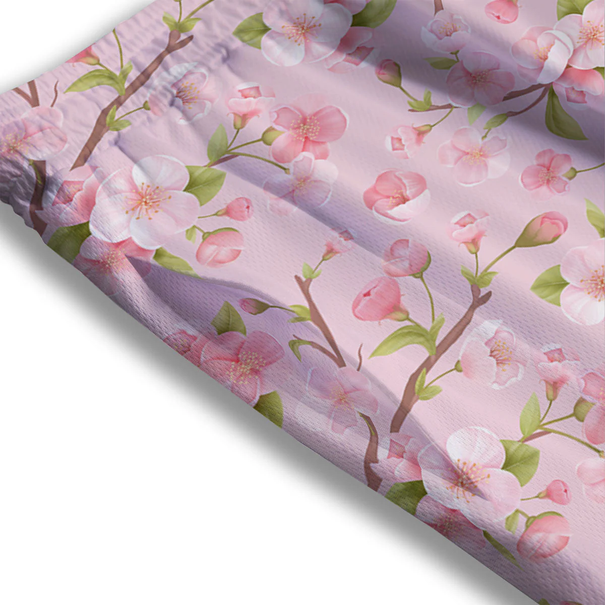 Flowers Pink Print Pattern Mesh Shorts - Image 3