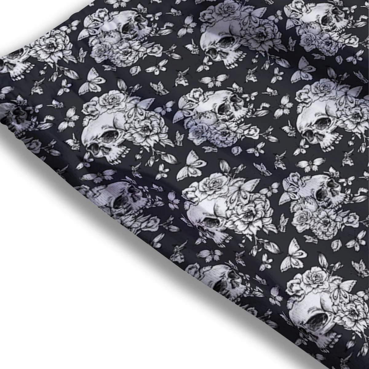Flowers Skull Monochrome Print Pattern Mesh Shorts - Image 3