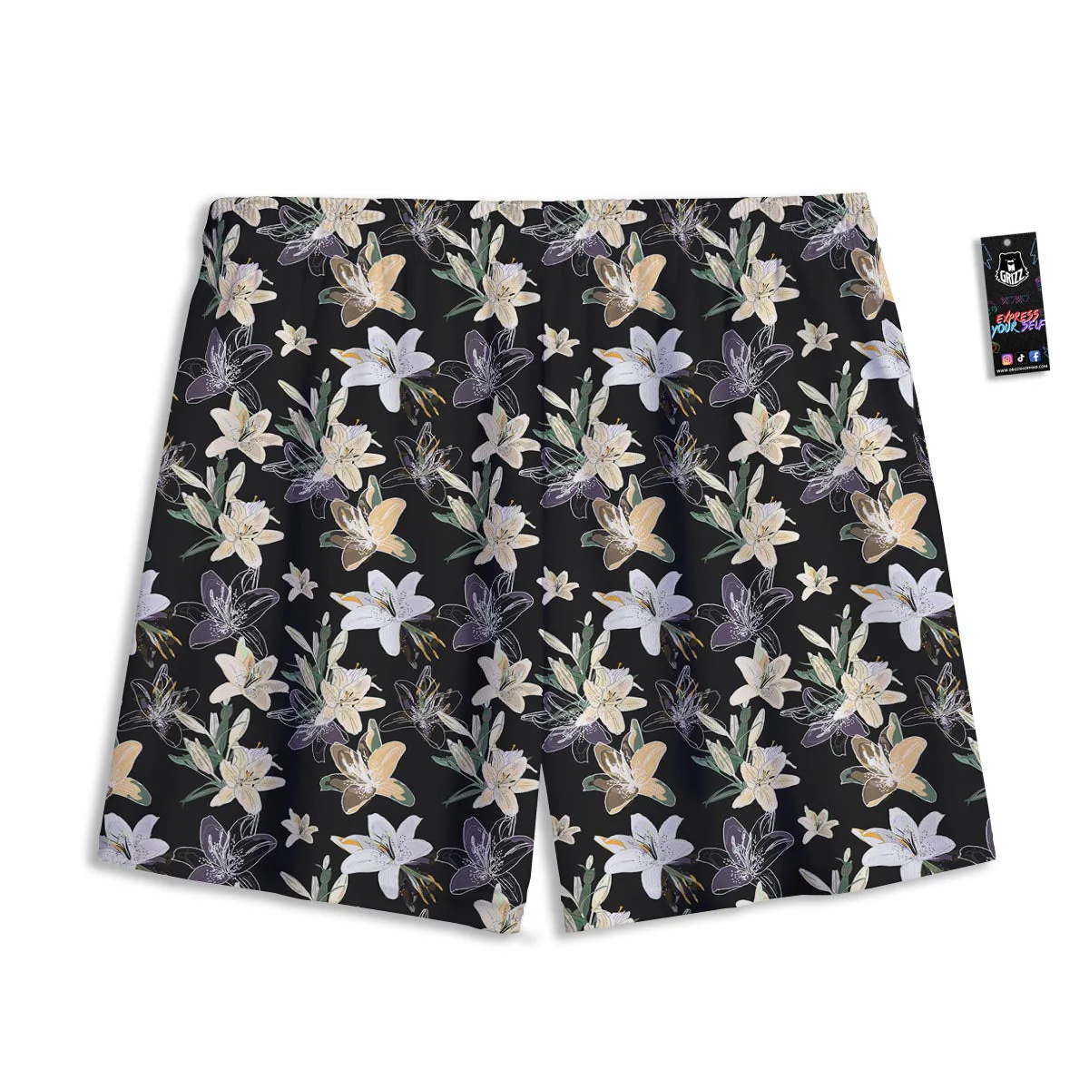 Flowers Spring Lily Print Pattern Mesh Shorts - Image 2