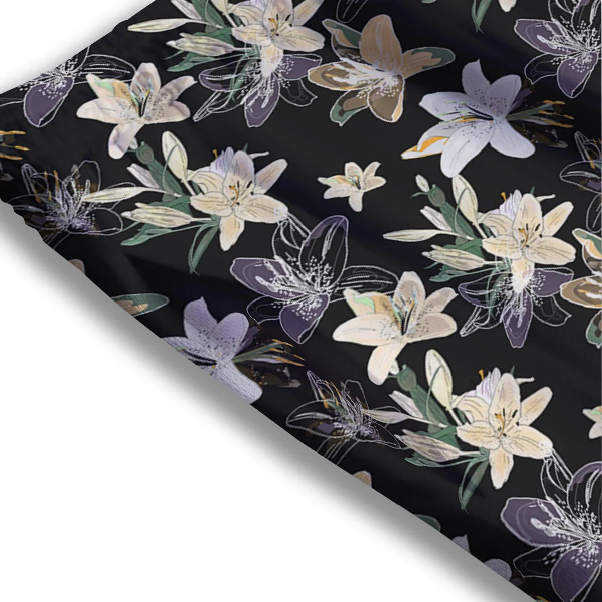 Flowers Spring Lily Print Pattern Mesh Shorts - Image 3