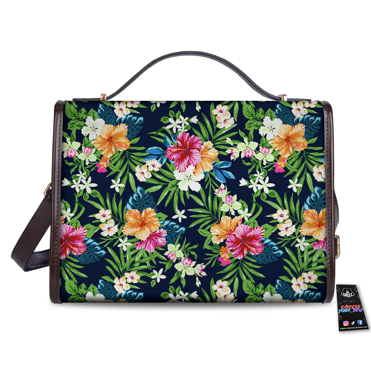 Flowers Tropical Print Pattern Women's Satchel Bag - Image 2