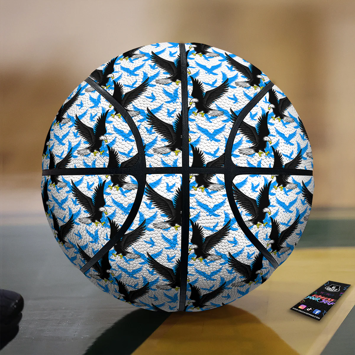Flying Bald Eagles Blue White Print Pattern Basketball