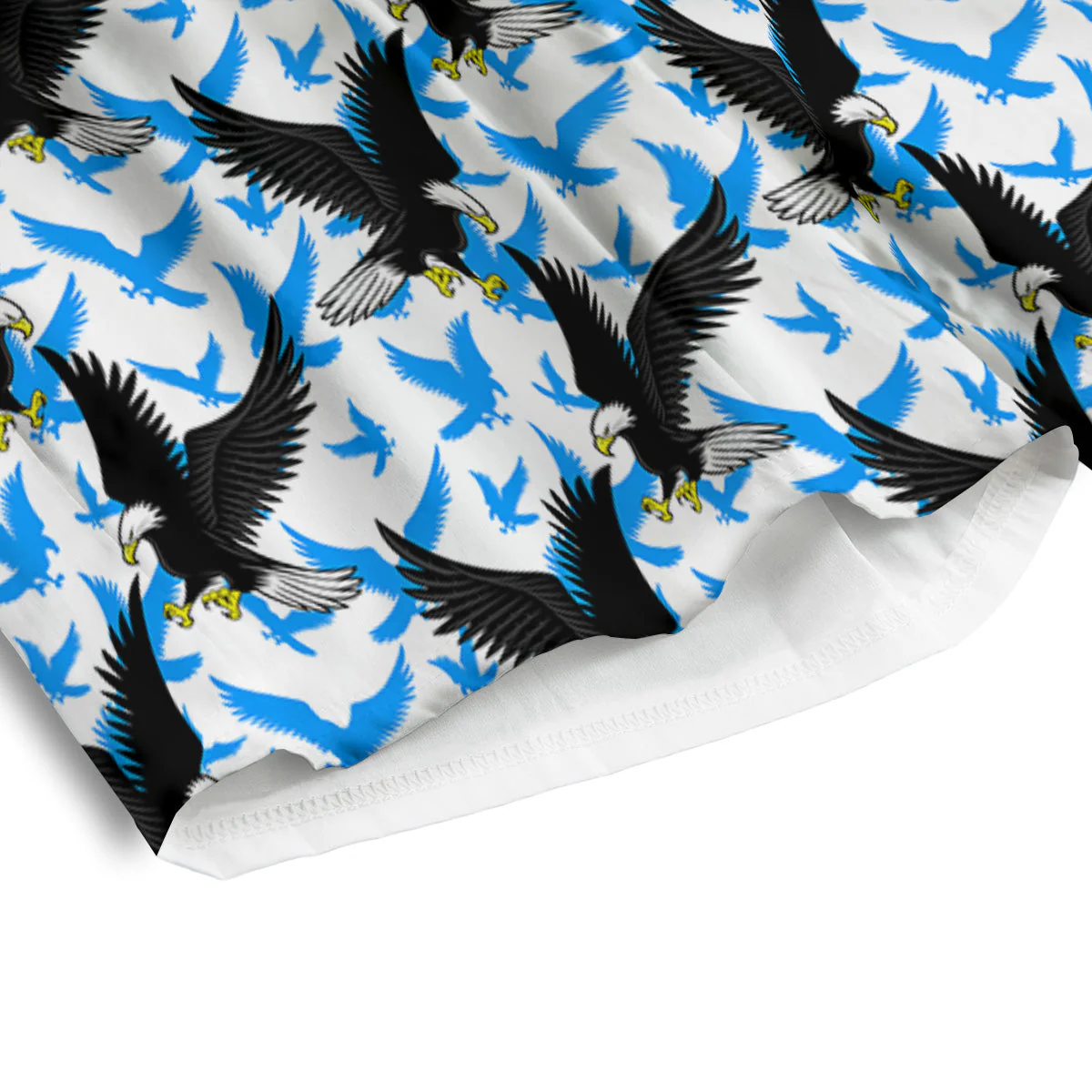 Flying Bald Eagles Blue White Print Pattern Men's Athletic Shorts - Image 4
