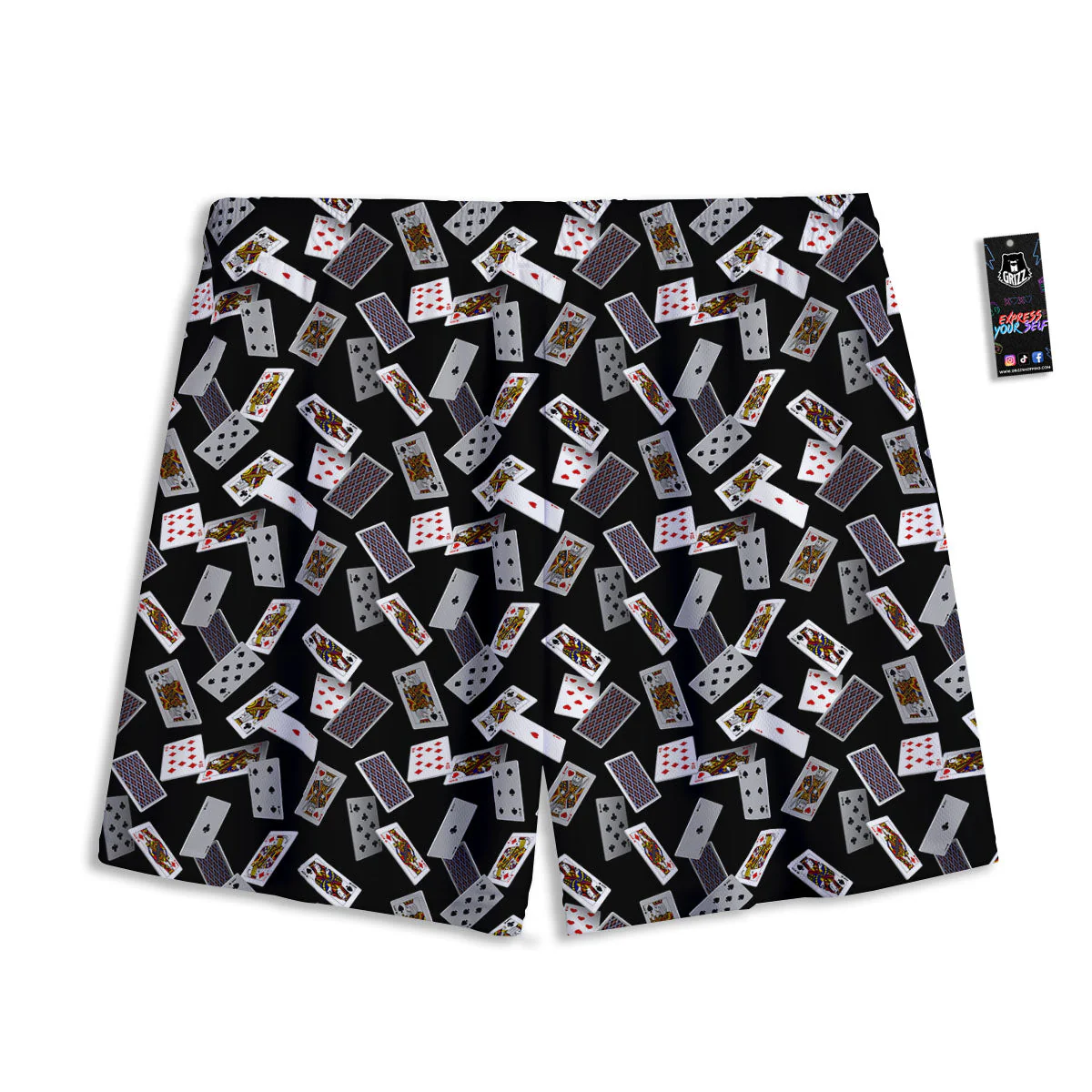 Flying Playing Cards Print Mesh Shorts - Image 2