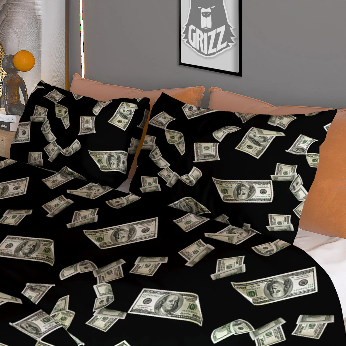 Flying US Dollar Money Print Duvet Cover Bedding Set - Image 3