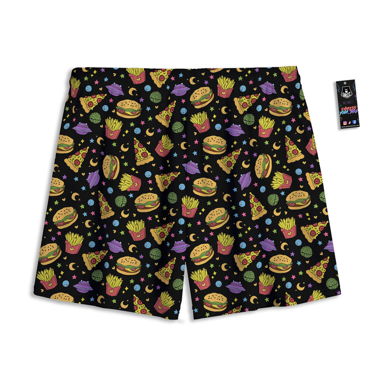 Food Planets Print Pattern Mesh Shorts - Image 2
