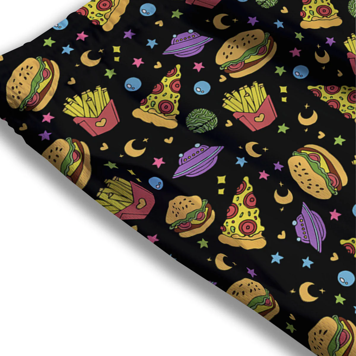Food Planets Print Pattern Mesh Shorts - Image 3