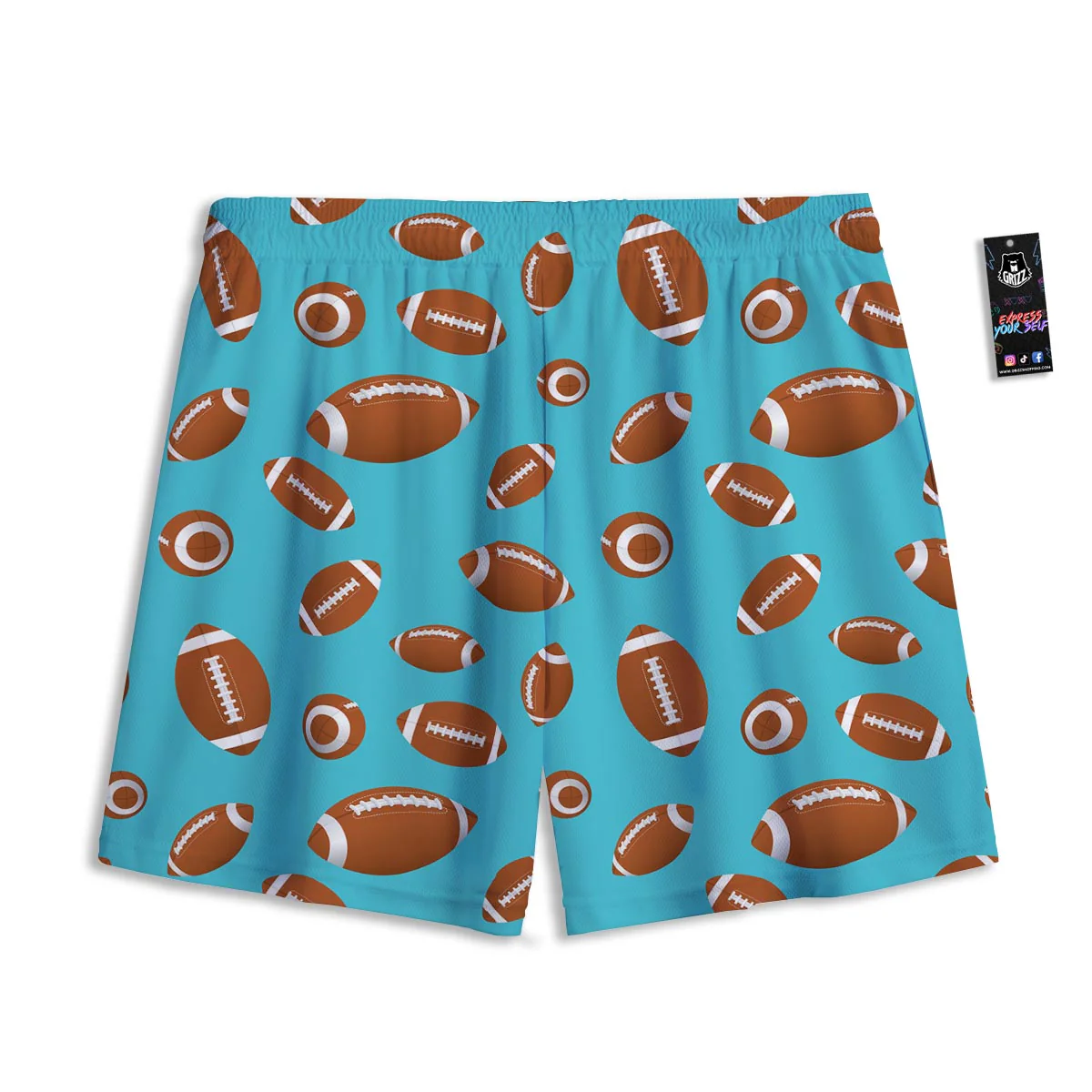 Football Retro American Print Pattern Mesh Shorts - Image 2