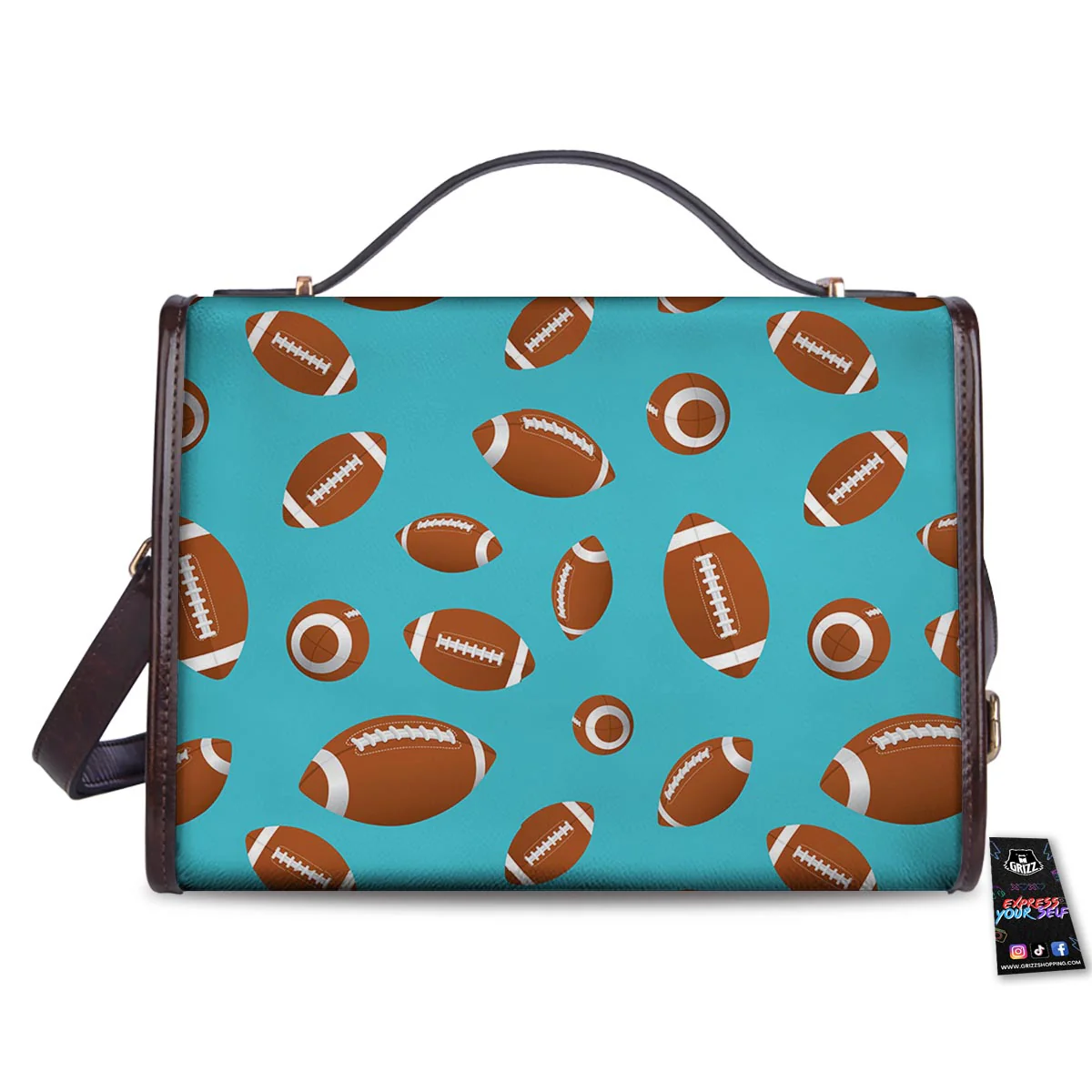 Football Retro American Print Pattern Women's Satchel Bag - Image 2