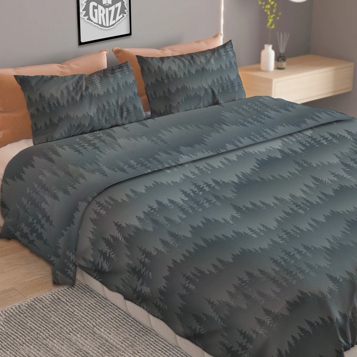 Forest And Mist Print Pattern Duvet Cover Bedding Set - Image 2