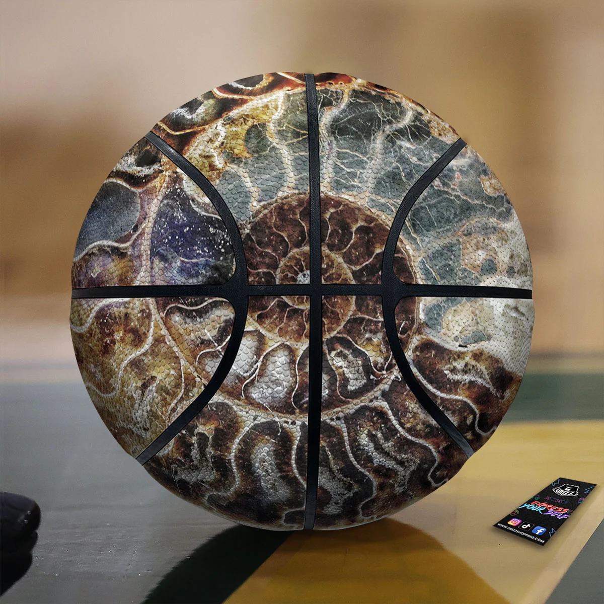 Fossil Ammonite Print Basketball