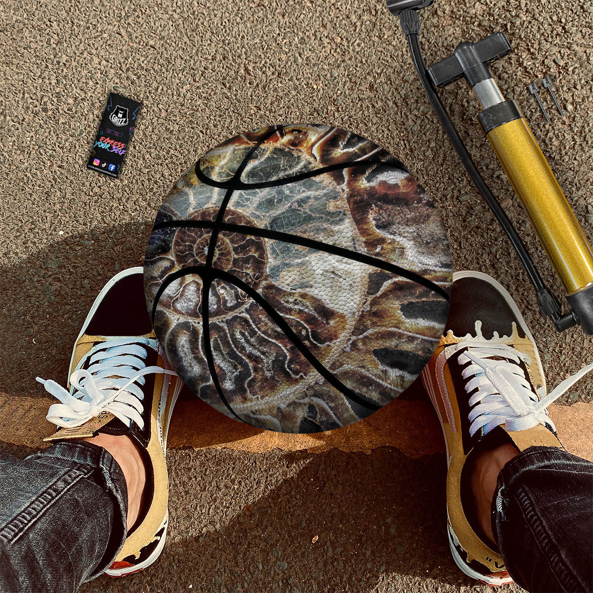 Fossil Ammonite Print Basketball - Image 2
