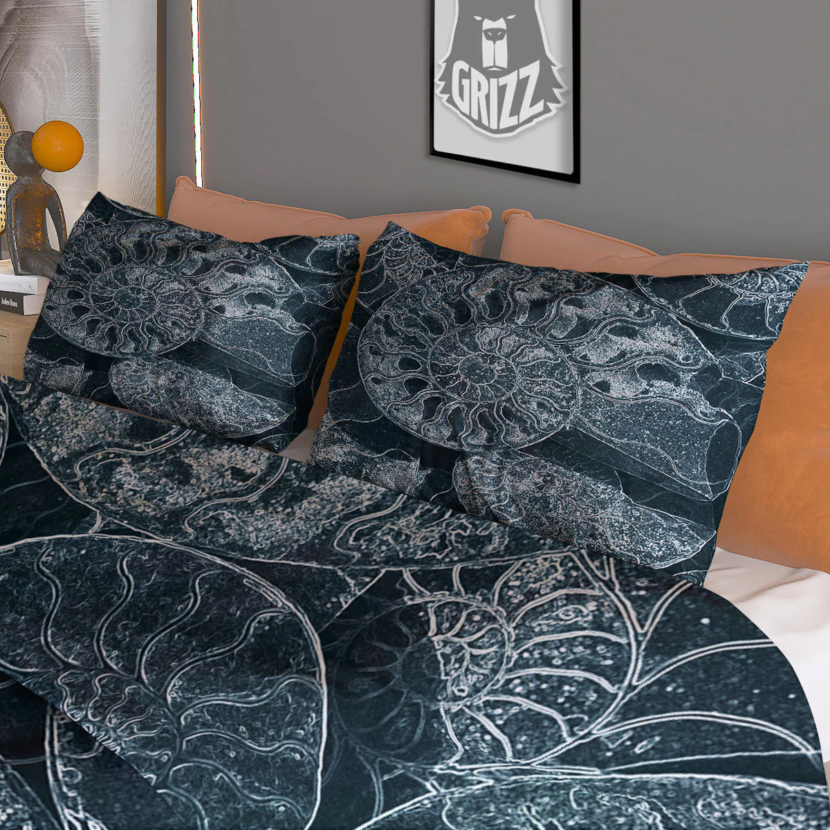 Fossil Ammonoidea Print Duvet Cover Bedding Set - Image 3