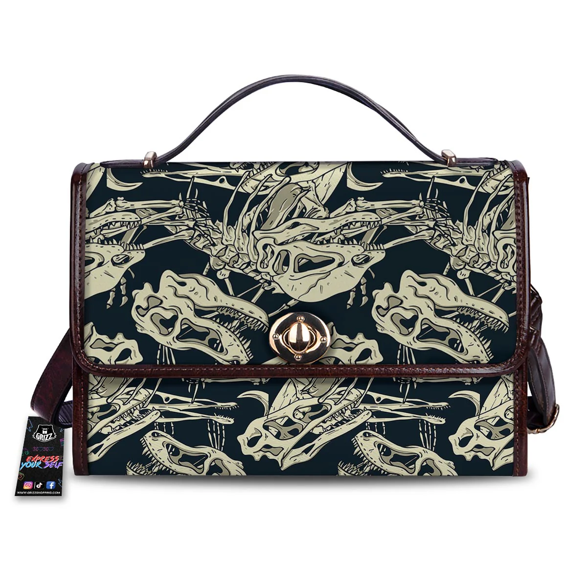 Fossil Dino And T Rex Print Pattern Women's Satchel Bag