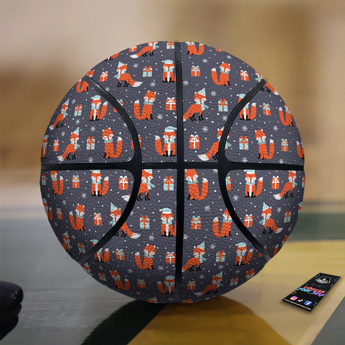 Fox Christmas Print Pattern Basketball