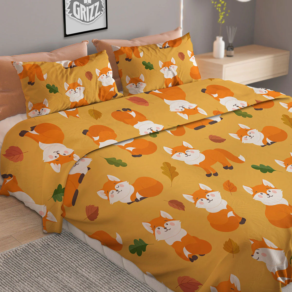 Fox Orange Print Pattern Duvet Cover Bedding Set - Image 2