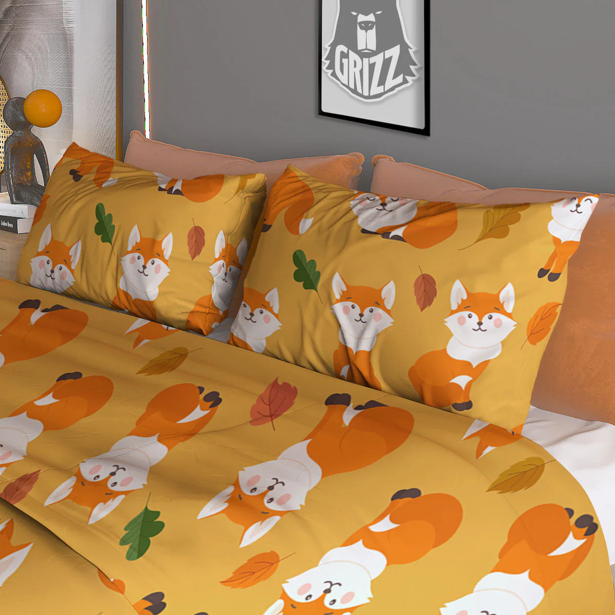 Fox Orange Print Pattern Duvet Cover Bedding Set - Image 3