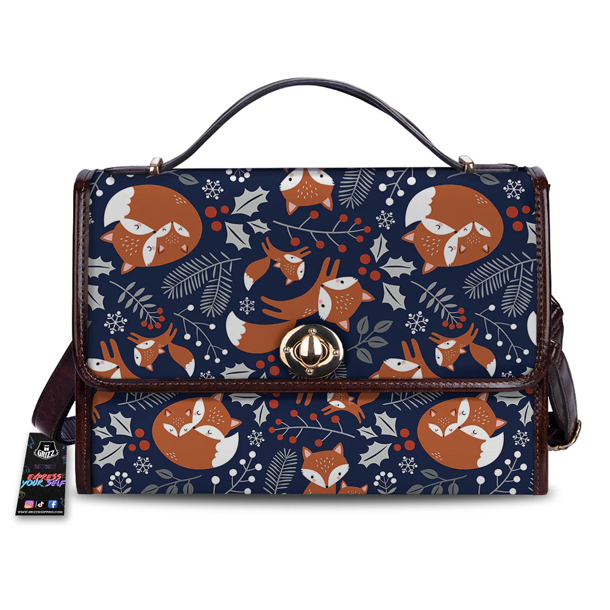 Fox Winter Print Pattern Women's Satchel Bag