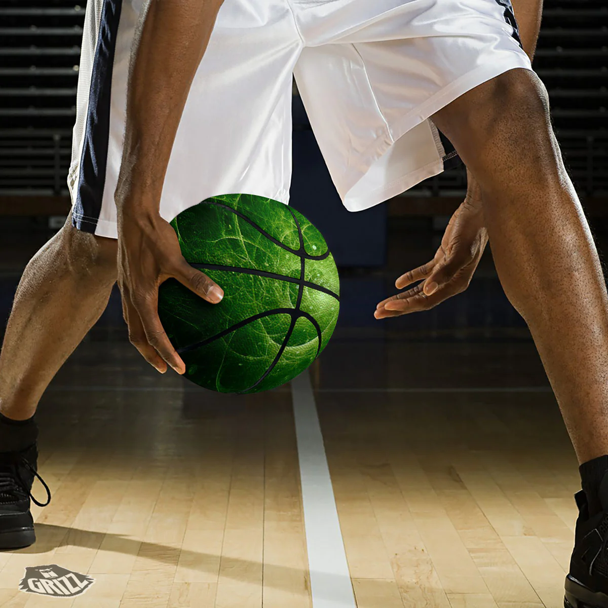 Fractal Green Print Basketball - Image 3