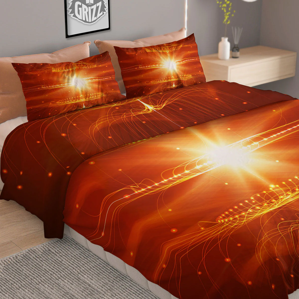 Fractal Light Print Duvet Cover Bedding Set - Image 2