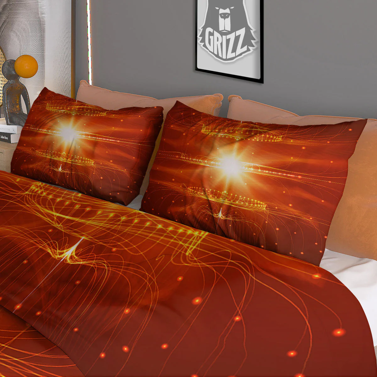 Fractal Light Print Duvet Cover Bedding Set - Image 3