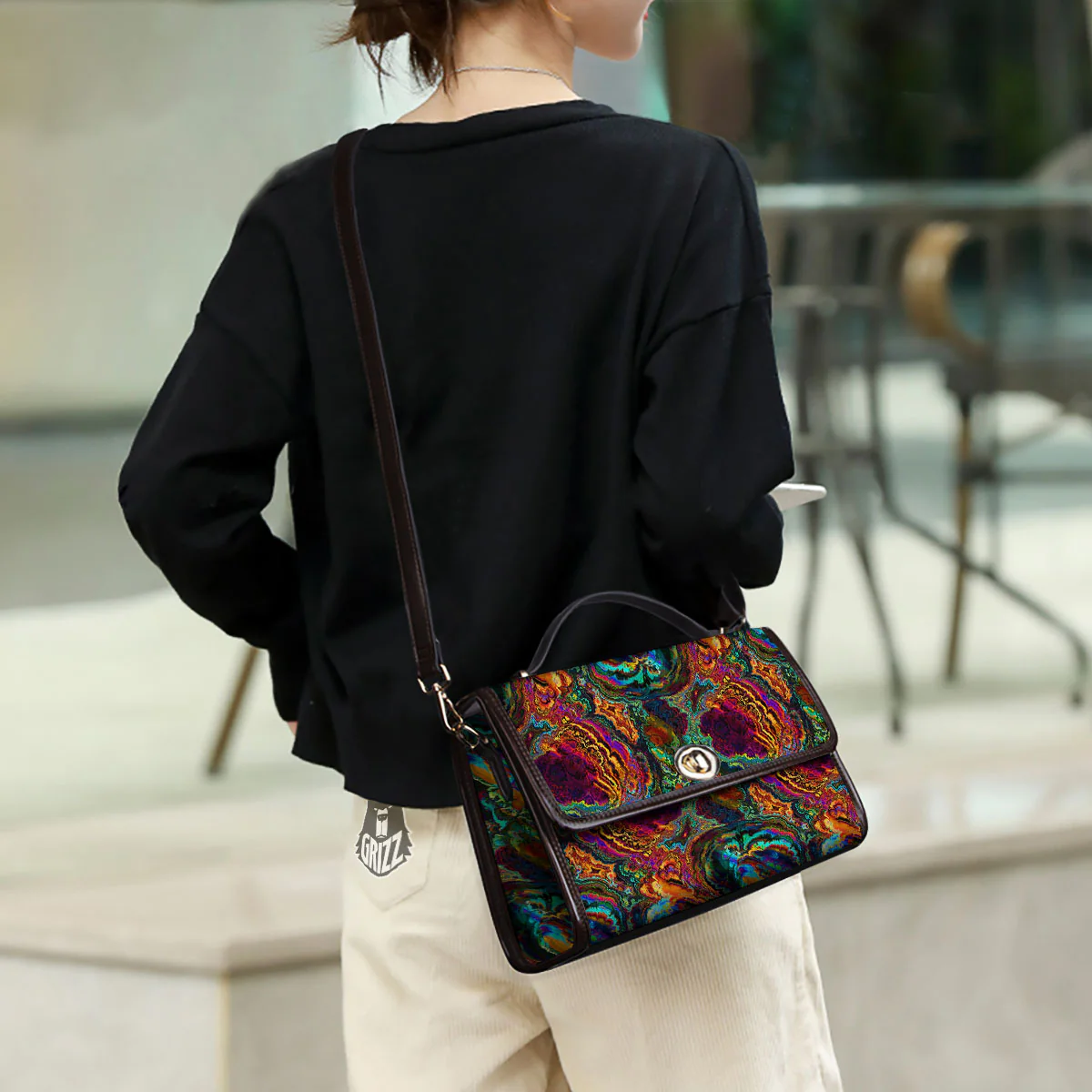 Fractal Psychedelic Print Pattern Women's Satchel Bag - Image 3