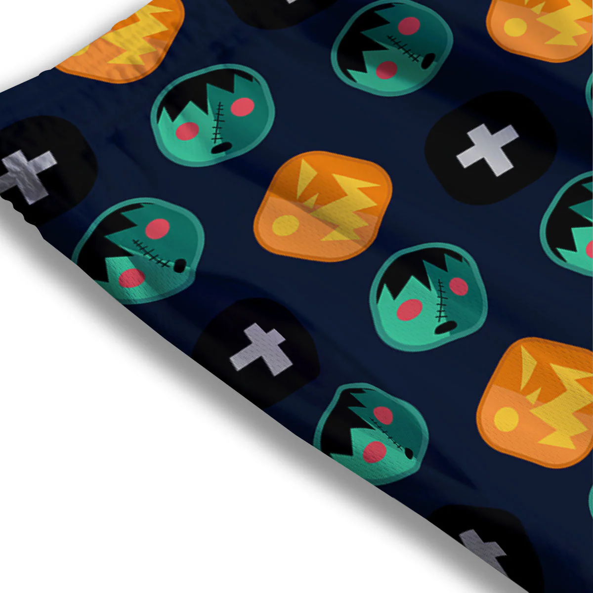 Frankenstein Face Halloween Print Pattern Mesh Shorts - Image 3