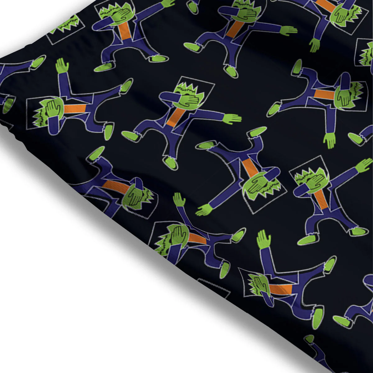 Frankenstein Halloween Print Pattern Mesh Shorts - Image 3