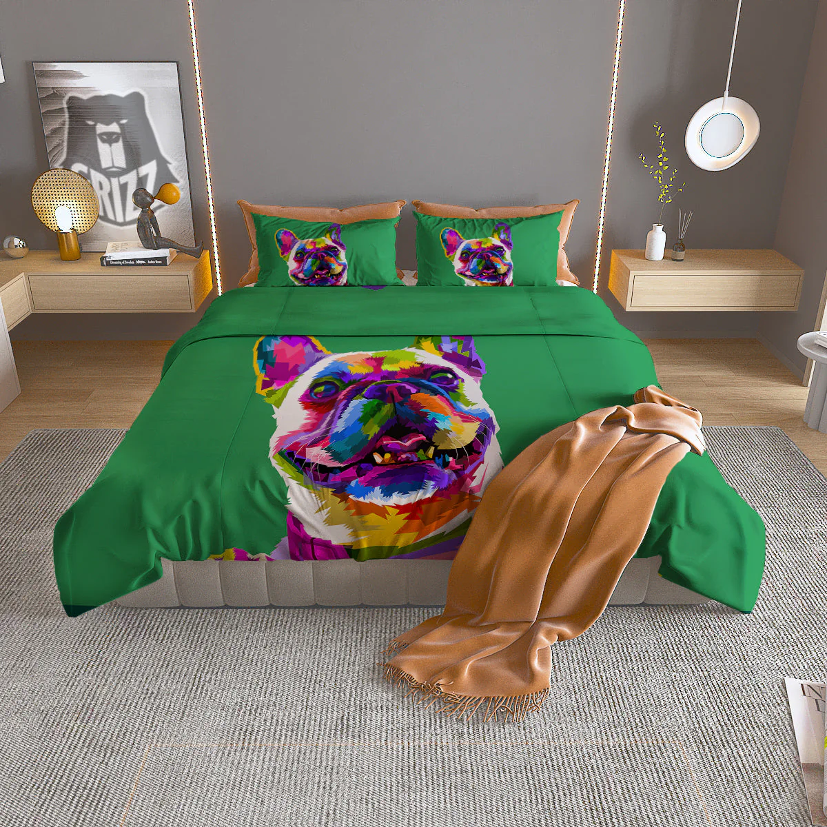French Bulldog Coloful Print Duvet Cover Bedding Set