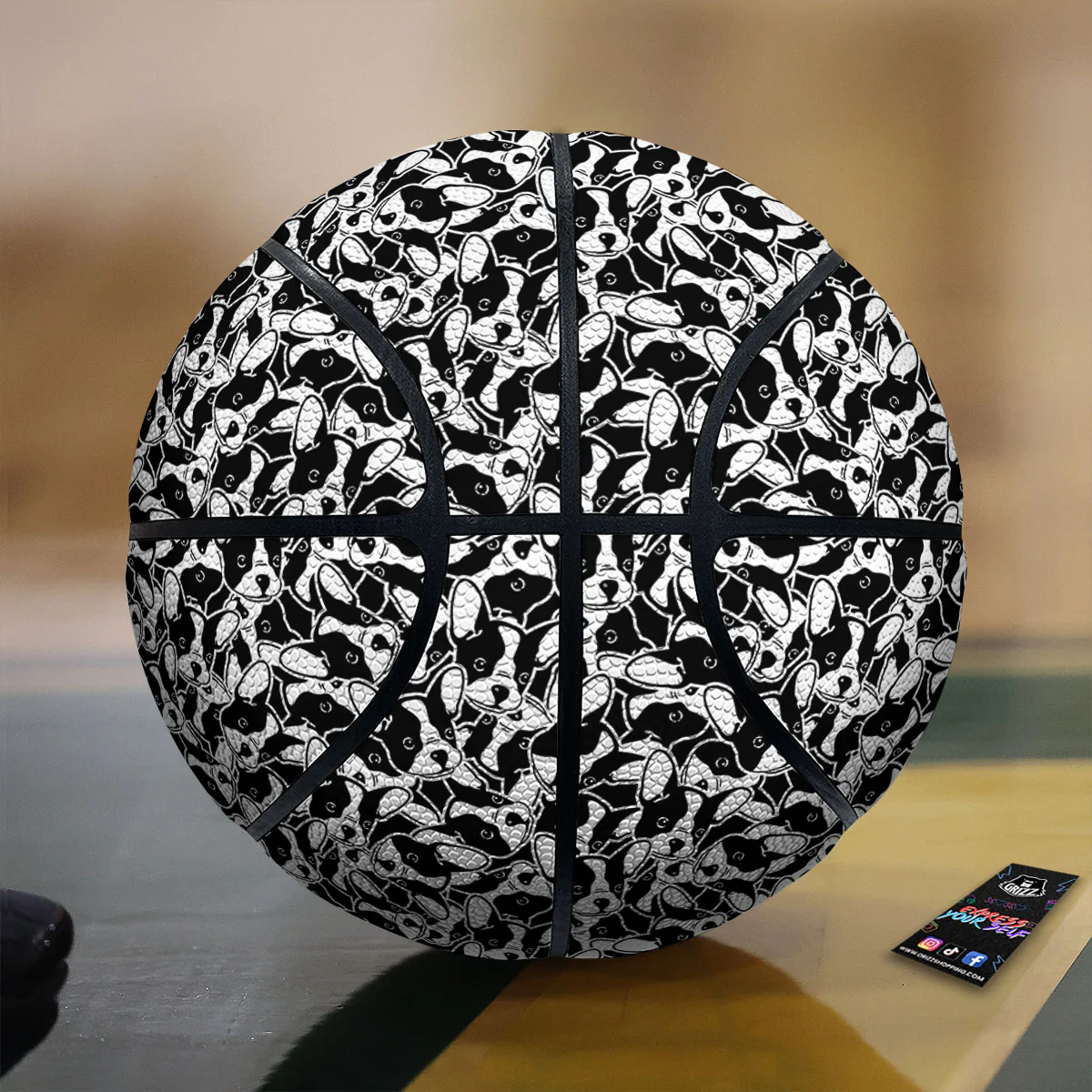 French Bulldog Faces Print Pattern Basketball