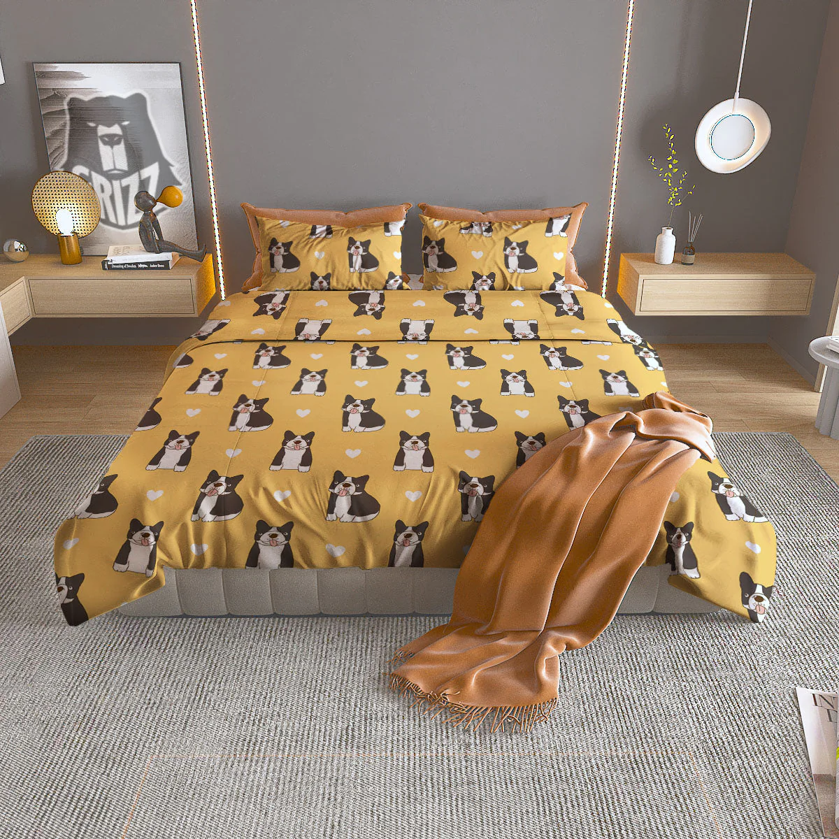 French Bulldog Lovely Print Pattern Duvet Cover Bedding Set