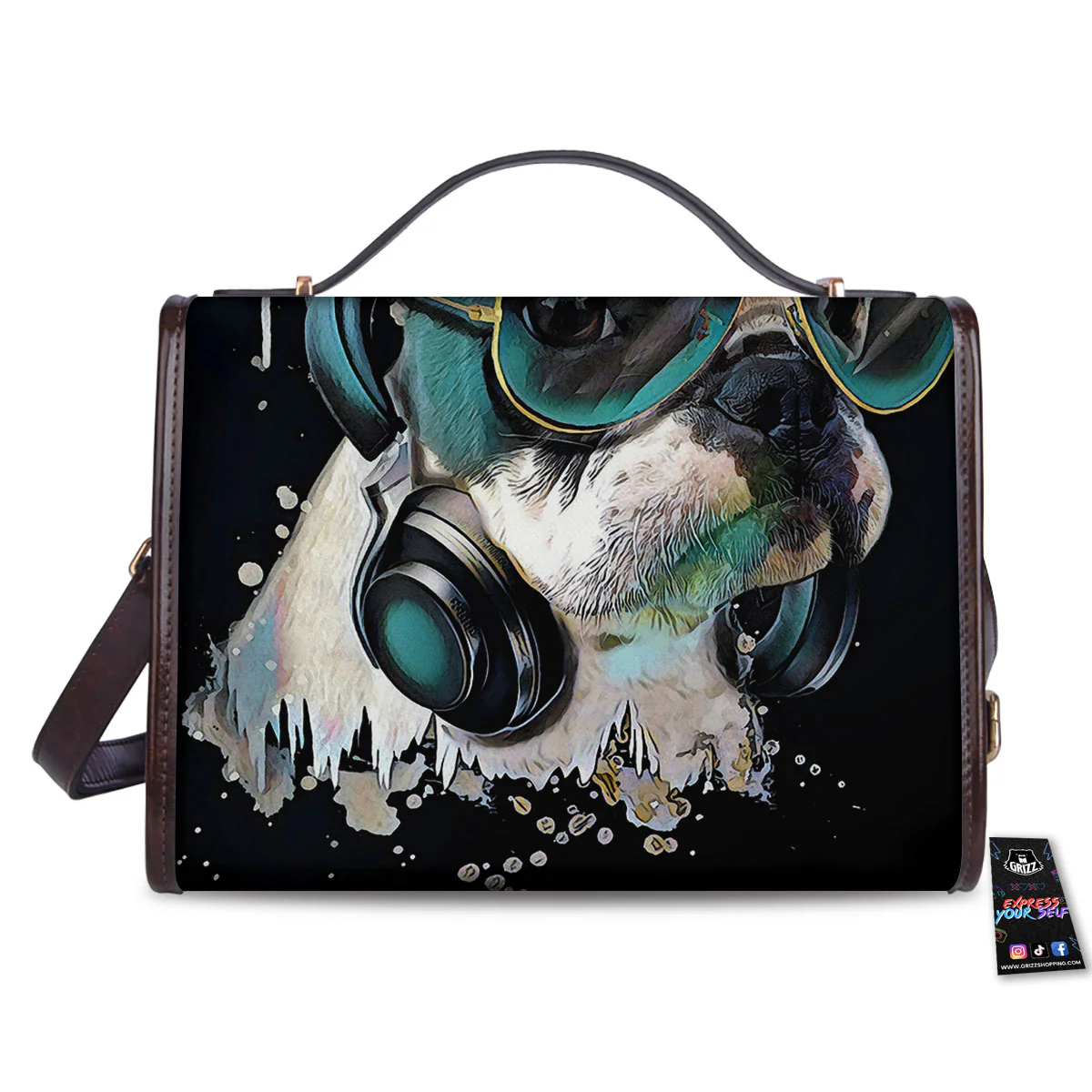 French Bulldog Puppy Watercolor Print Women's Satchel Bag - Image 2