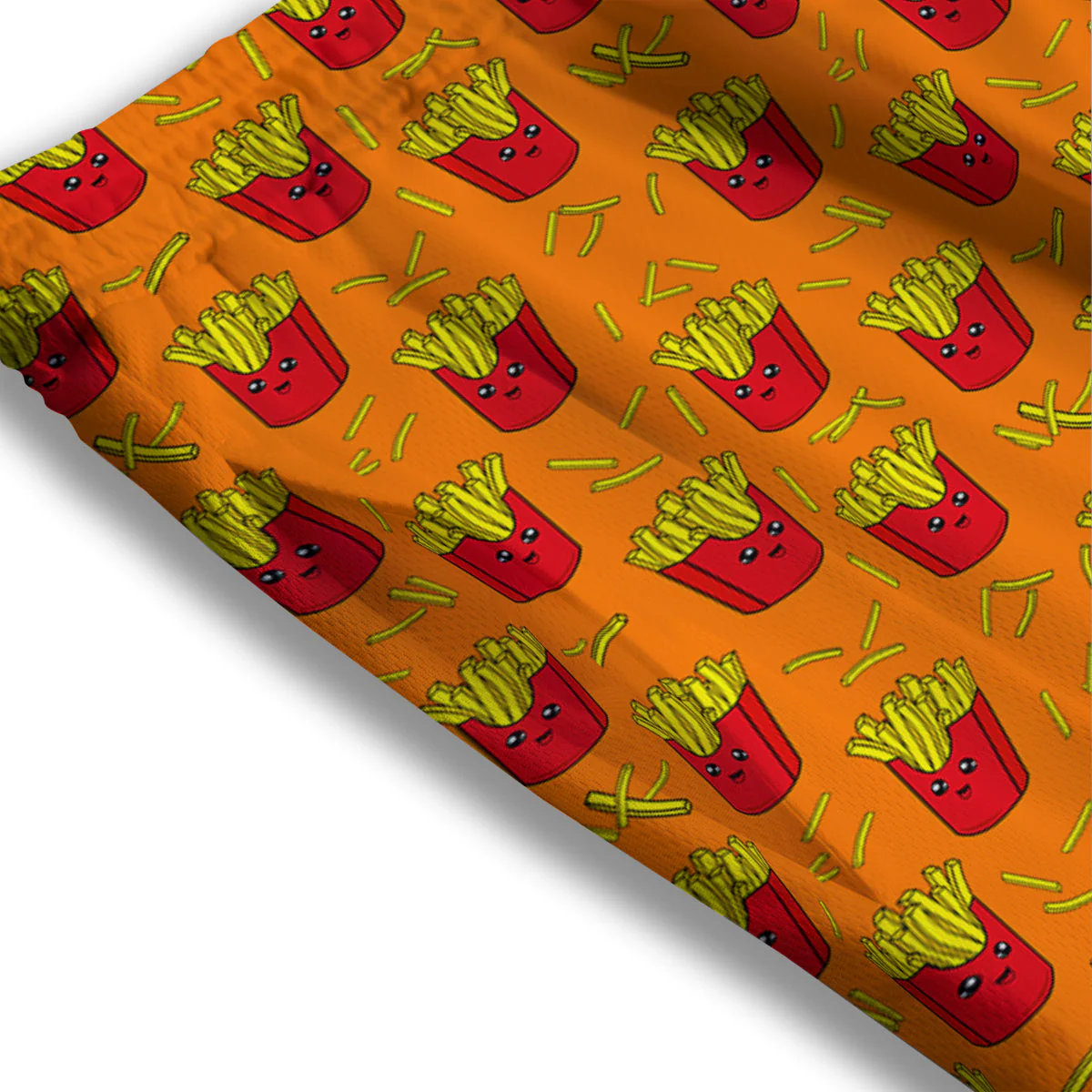 French Fries Cartoon Print Pattern Mesh Shorts - Image 3