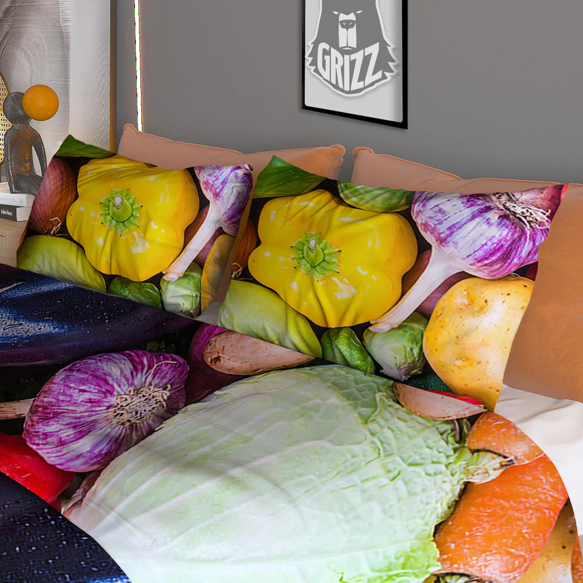 Fresh Green Fruit And Vegetables Print Duvet Cover Bedding Set - Image 3
