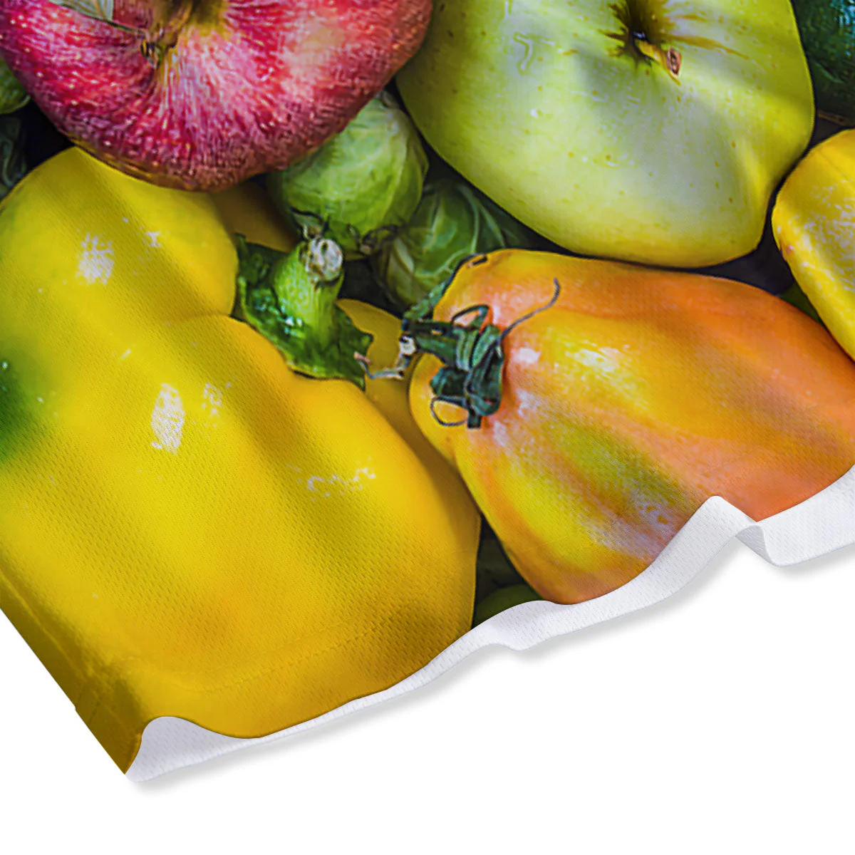Fresh Green Fruit And Vegetables Print Mesh Shorts - Image 4