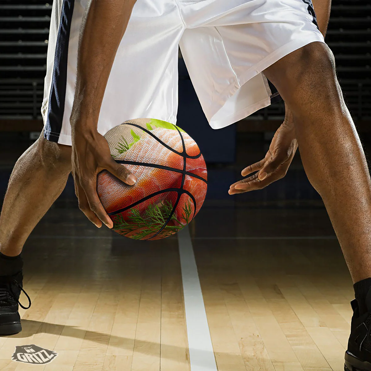 Fresh Salmon Print Basketball - Image 3