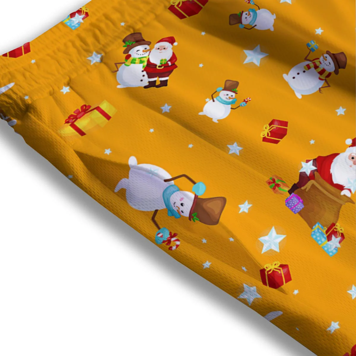 Friends And Santa Claus Print Pattern Mesh Shorts - Image 3