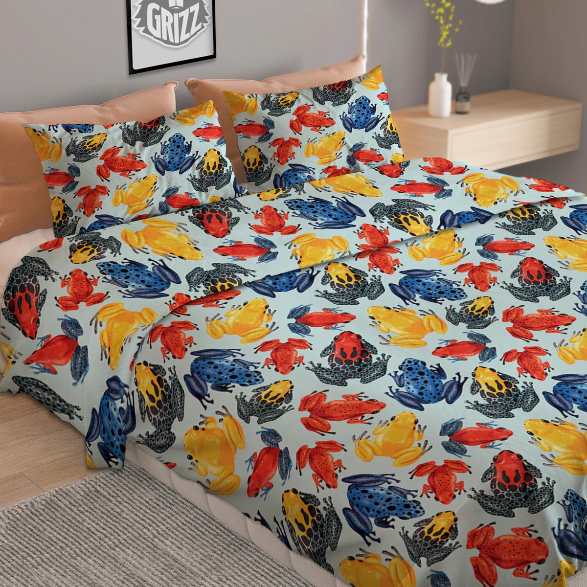 Frog Colorful Print Pattern Duvet Cover Bedding Set - Image 2