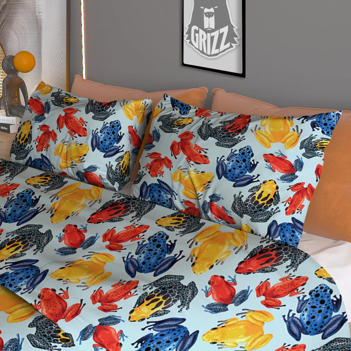 Frog Colorful Print Pattern Duvet Cover Bedding Set - Image 3