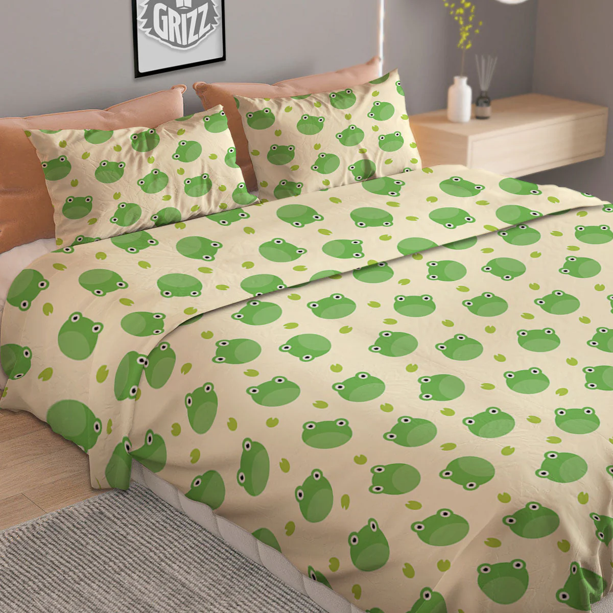 Frog Faces Print Pattern Duvet Cover Bedding Set - Image 2