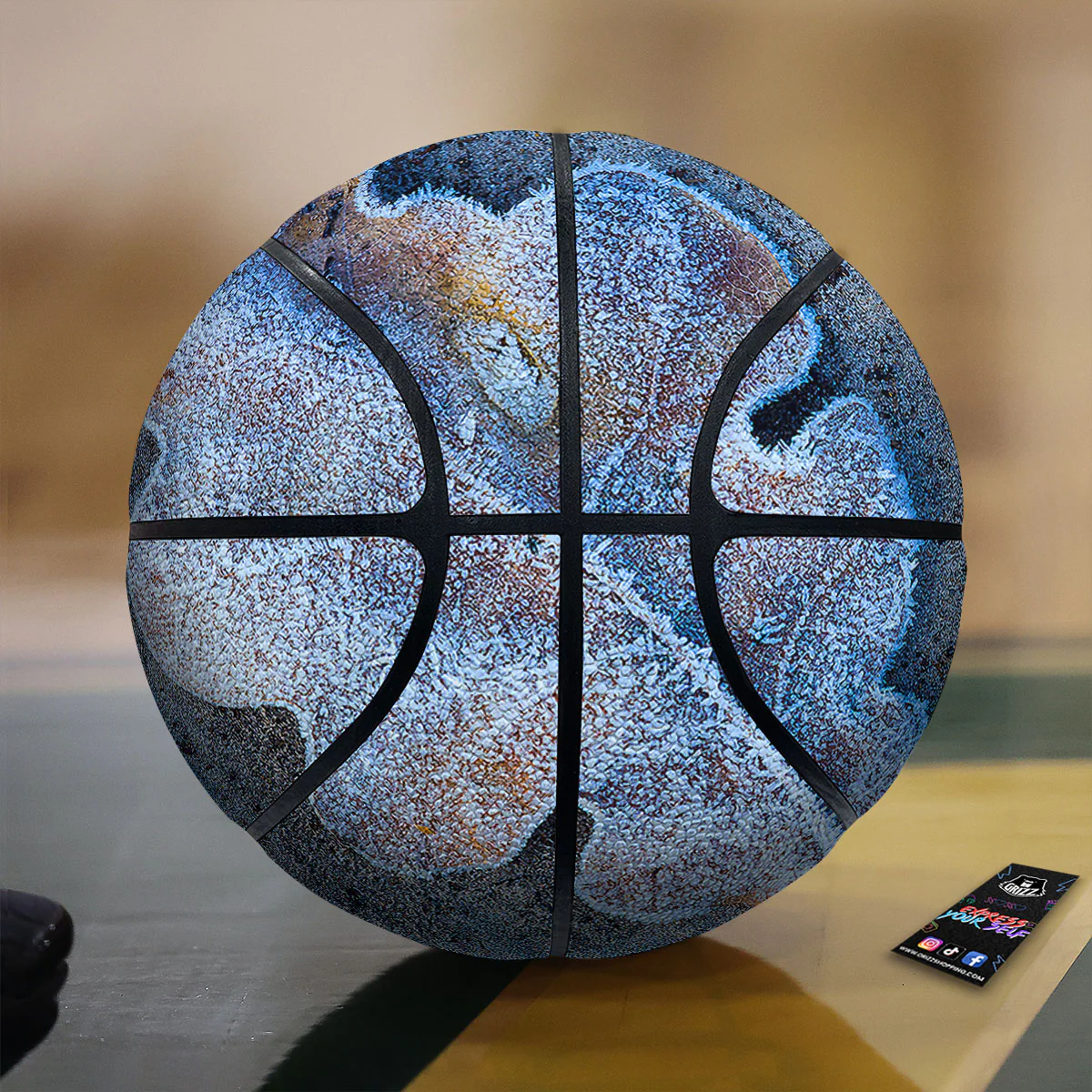 Frozen Leaf Oak Print Basketball