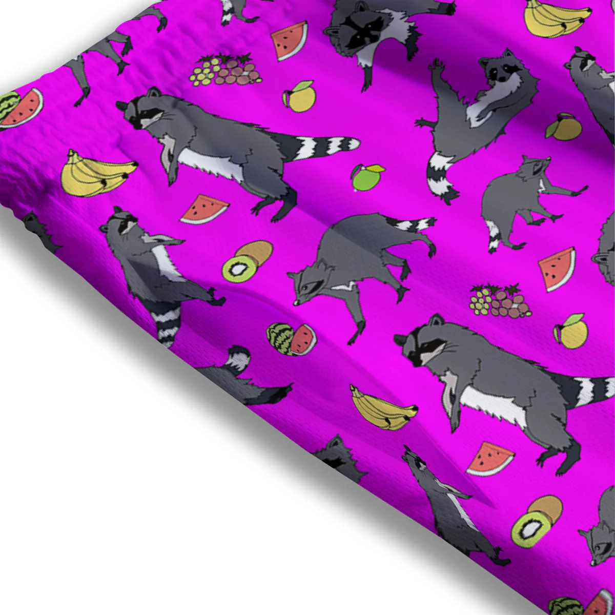Fruit And Raccoon Print Pattern Mesh Shorts - Image 3