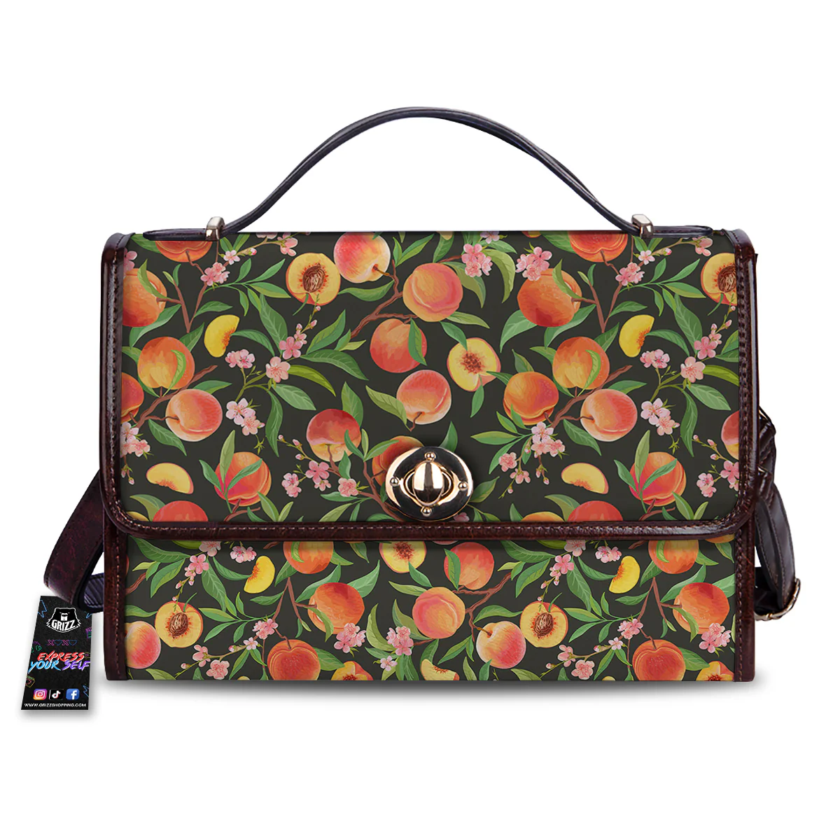 Fruit Apricot Watercolor Print Pattern Women's Satchel Bag