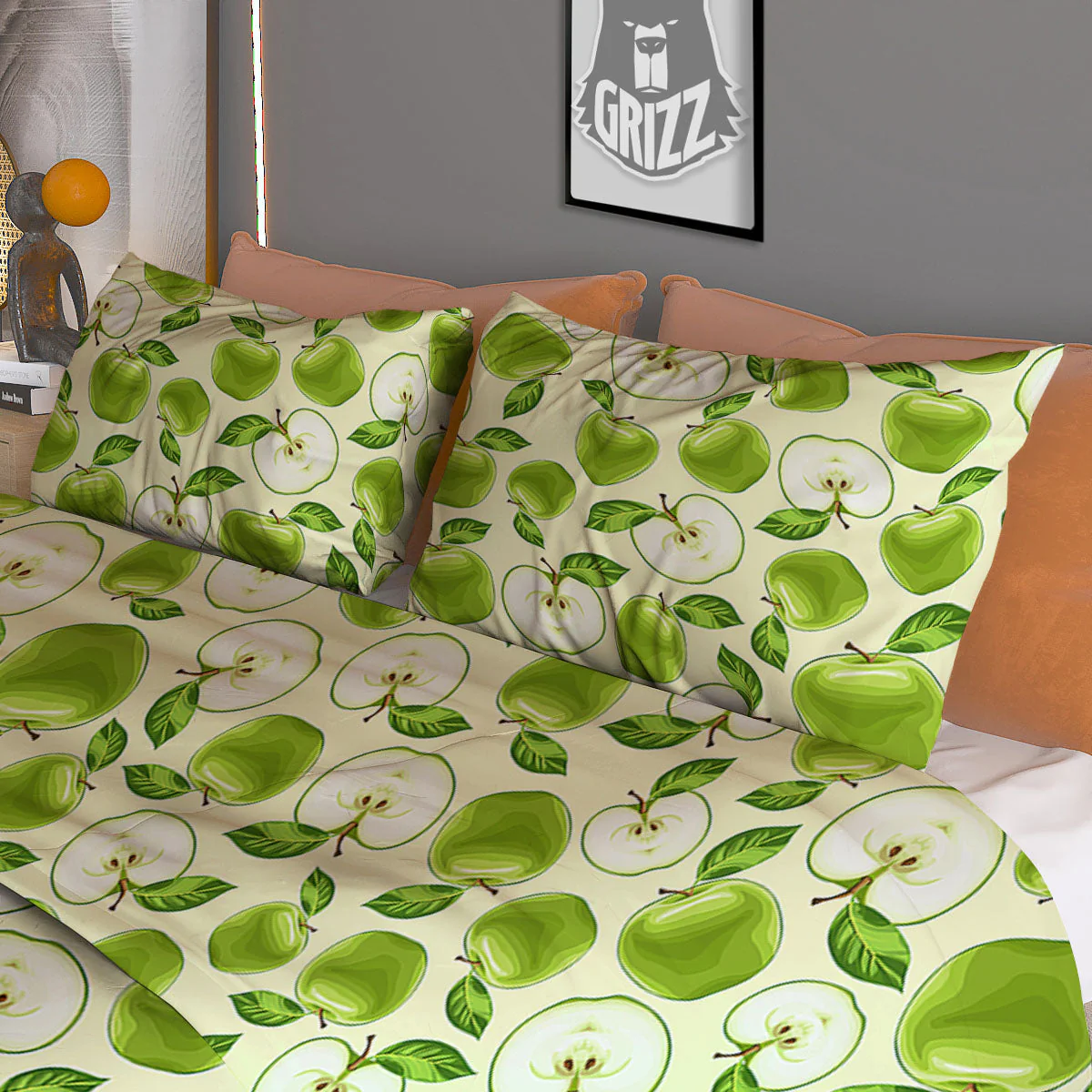 Fruit Green Apple Print Pattern Duvet Cover Bedding Set - Image 3
