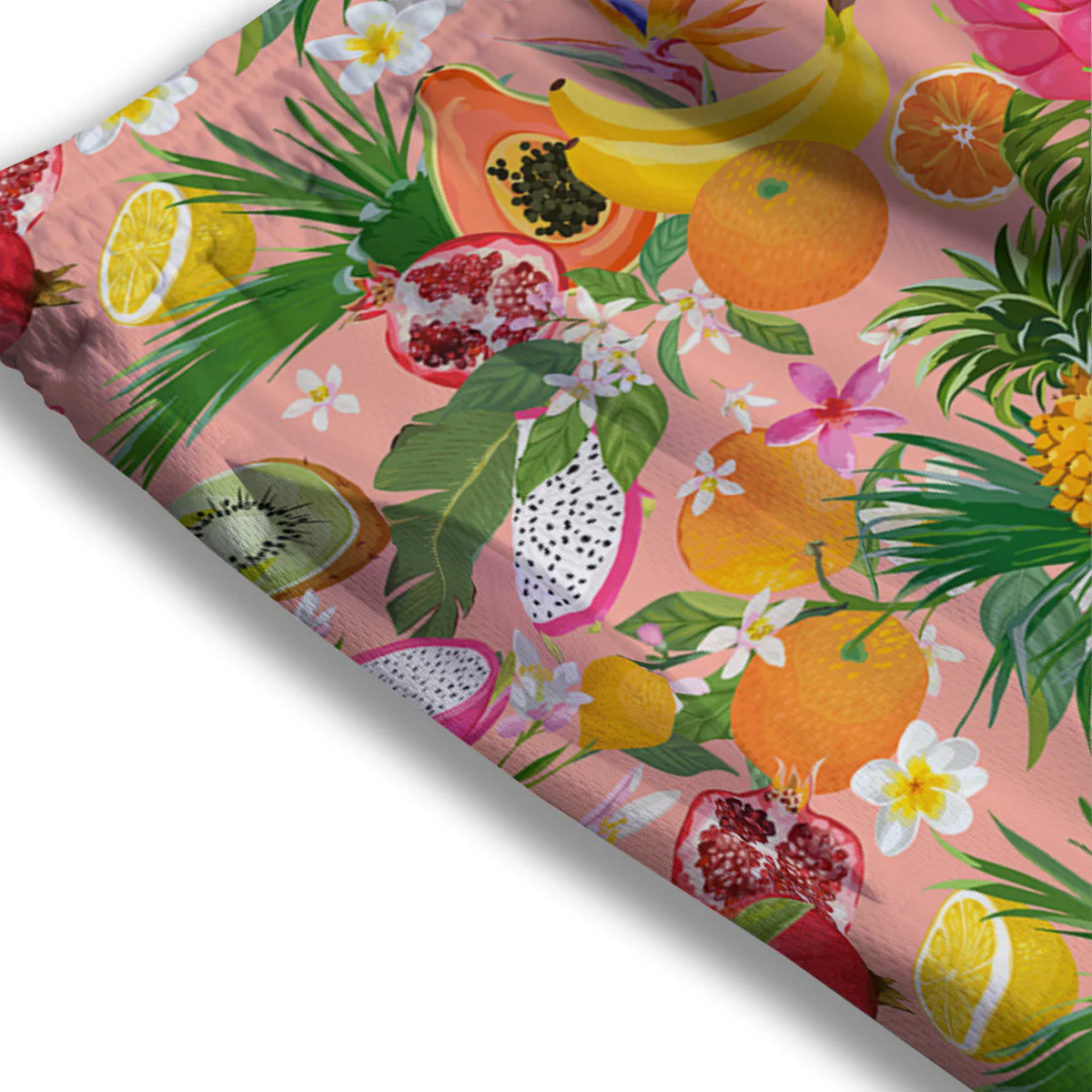 Fruit Leaf Tropical Print Pattern Mesh Shorts - Image 3